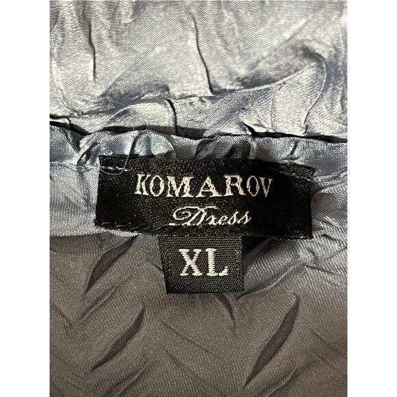 Komarov dress beaded v neck charmeuse chiffon sleeveless blue size X-Large XL - Picture 5 of 7